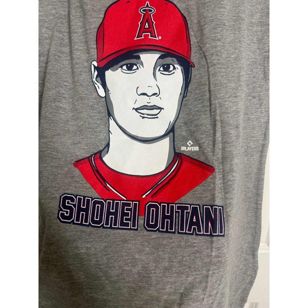 New Era MLB Angels Shohei Ohtani Big Face V-Neck Graphic T-Shirt Gray medium - Picture 2 of 5